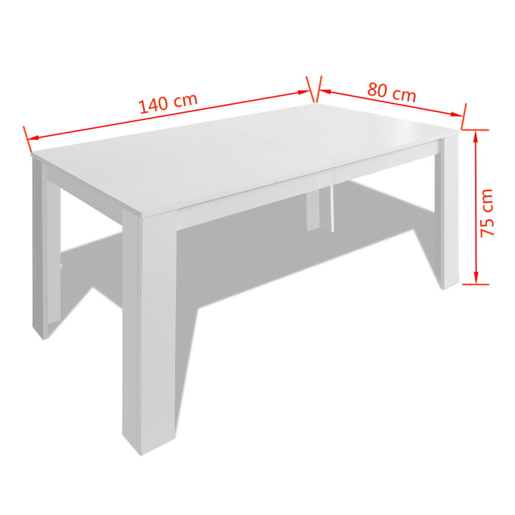 vidaXL Dining Table 140x80x75 cm White 5