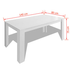 vidaXL Dining Table 140x80x75 cm White 5