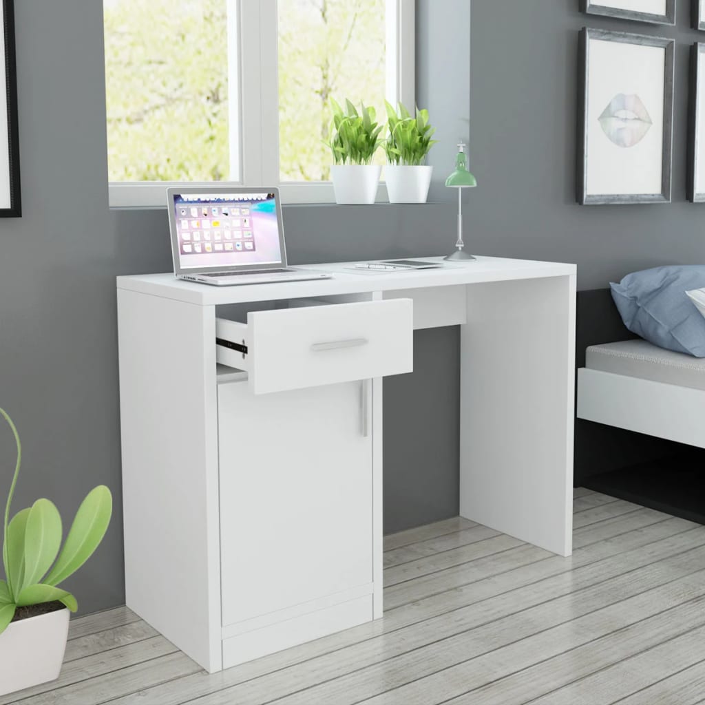 vidaXL Desk | White | Engineered wood, MDF | 100x40x73 cm | Computer Desk 1