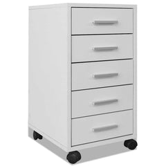 Office Drawer Unit with Castors 5 Drawers White, image 2