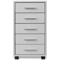 Office Drawer Unit with Castors 5 Drawers White, image 3