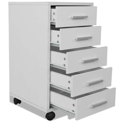 Office Drawer Unit with Castors 5 Drawers White, image 5