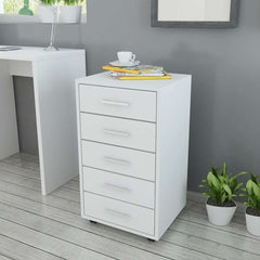 Drawer Cabinet with Castors Engineered Wood in White