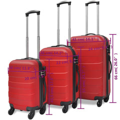 vidaXL Three Piece Hardcase Trolley Set Red 45.5/55/66 cm 6