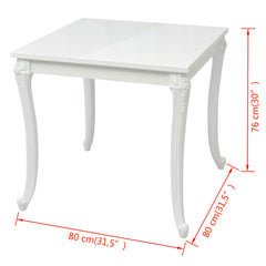 vidaXL Dining Table 80x80x76 cm High Gloss White 5