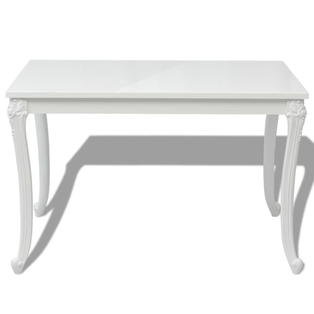 vidaXL Dining Table 116x66x76 cm High Gloss White 3