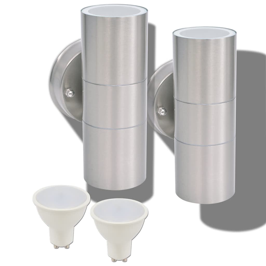 vidaXL Wall Light | Set of 2 | Silver | Stainless steel, glass | Compact 2