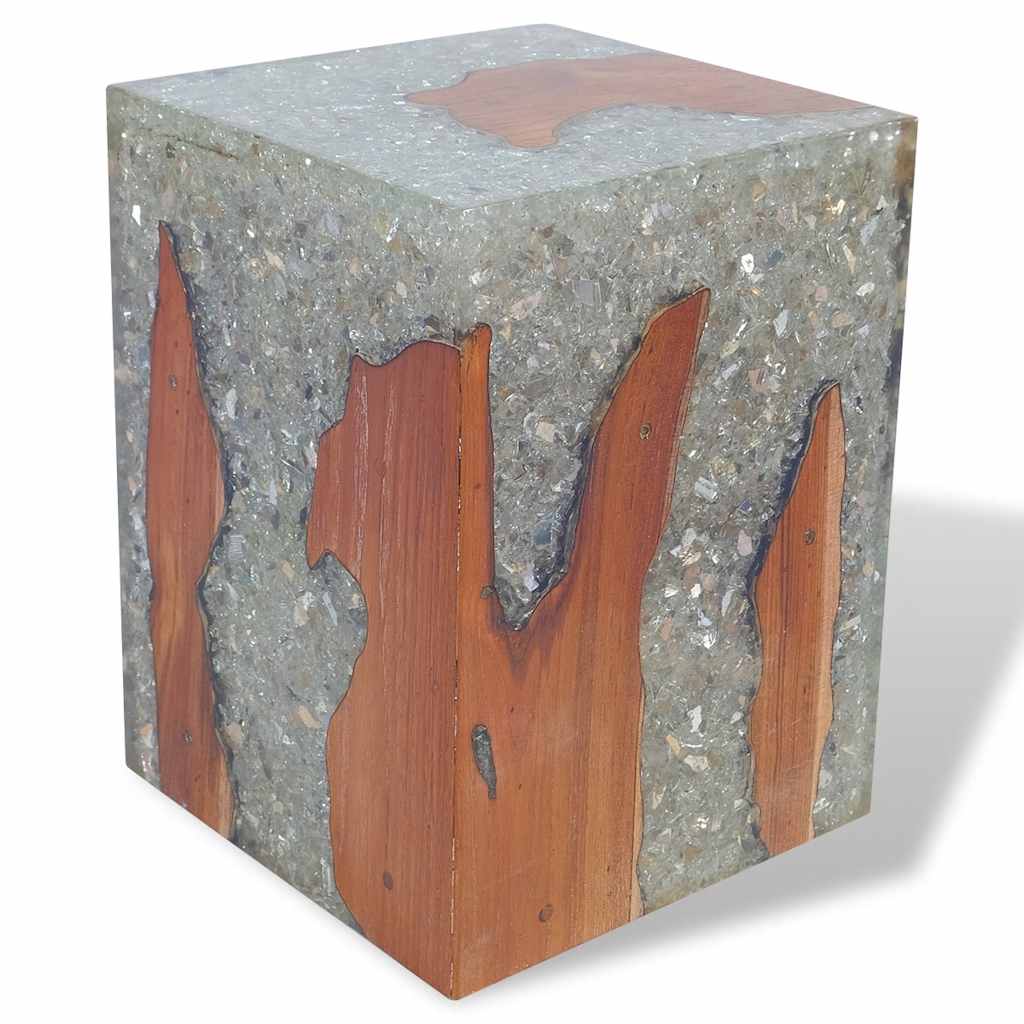243468 vidaXL Stool Solid Teak Wood and Resin 4