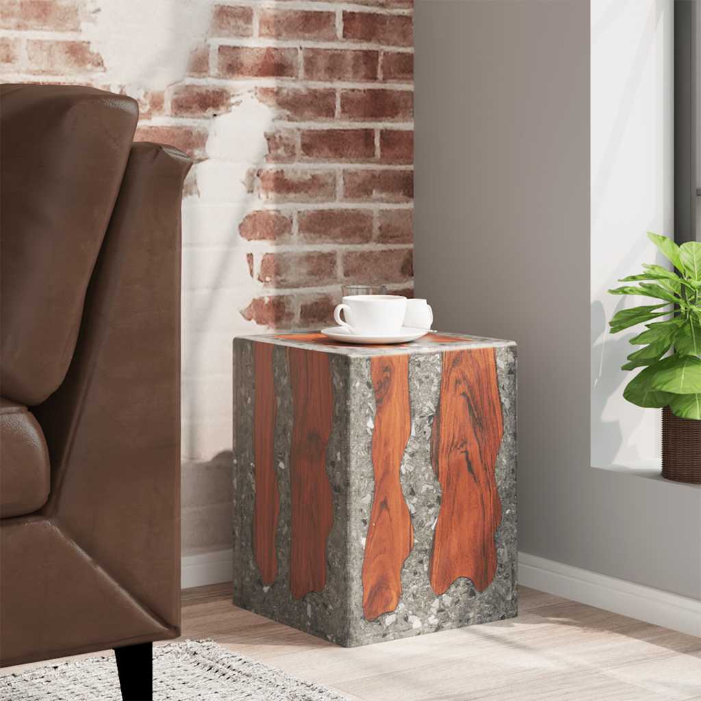 243468 vidaXL Stool Solid Teak Wood and Resin 1