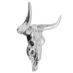 243483 vidaXL Skull Head Decoration Wall-Mounted Aluminium Silver 4