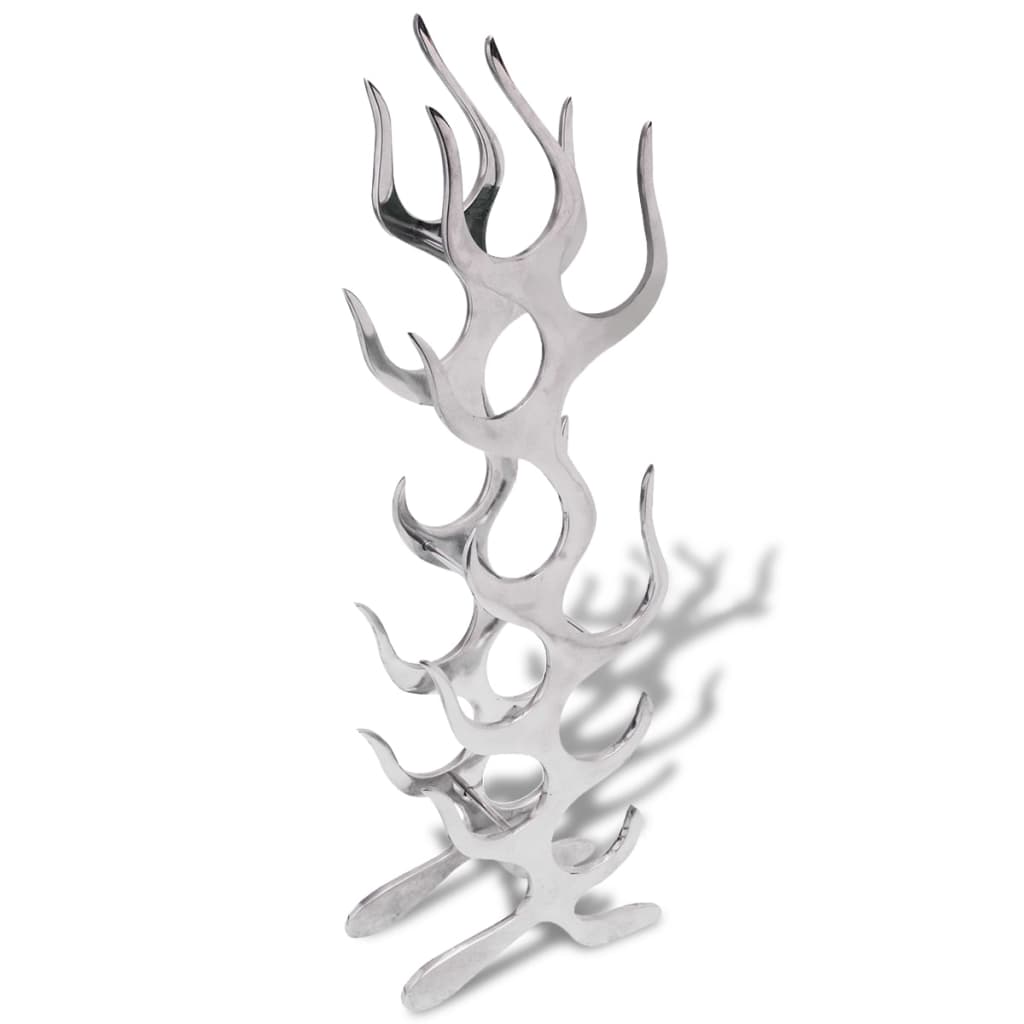 vidaXL Wine Rack Flame Shape Aluminium Silver 9 Bottles 1