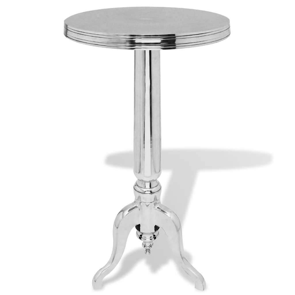 243513 vidaXL Side Table Round Aluminium Silver 1