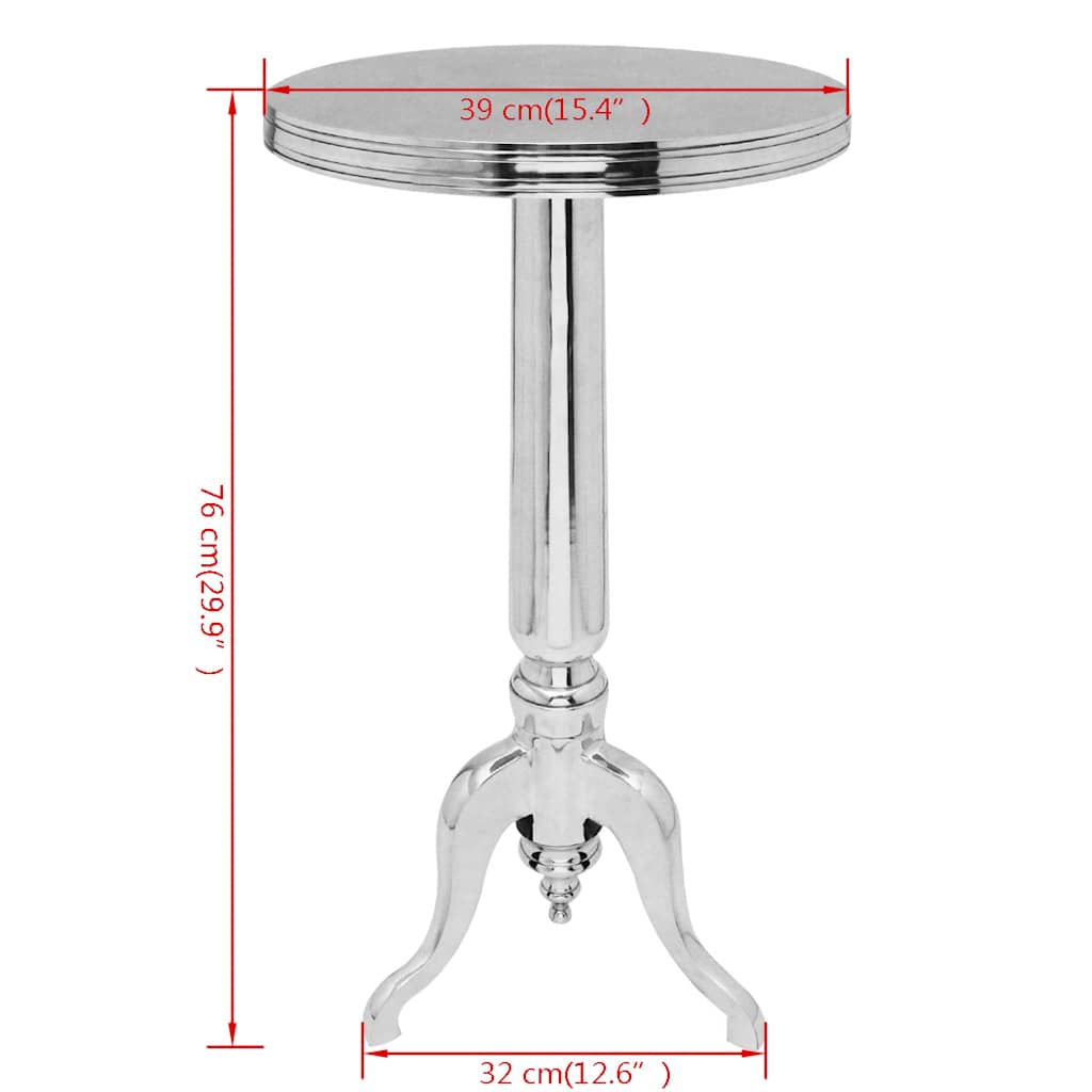 243513 vidaXL Side Table Round Aluminium Silver 4