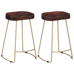 Gavin Bar Stools 2 pcs Solid Mango Wood Width 45 cm Dark brown 62 cm
