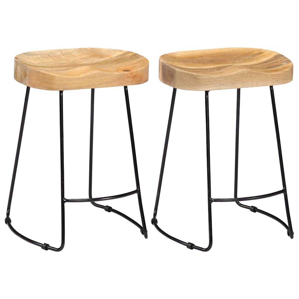 vidaXL Gavin Bar Stools 2 pcs Solid Mango Wood 1