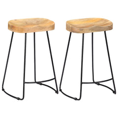 Gavin Bar Stools 2 pcs Solid Mango Wood Width 45 cm Light brown 62 cm