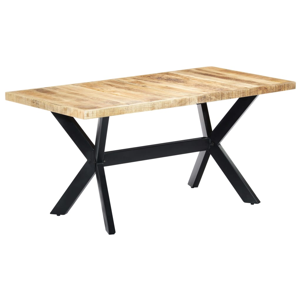 vidaXL Dining Table 160x80x75 cm Solid Rough Mango Wood 1