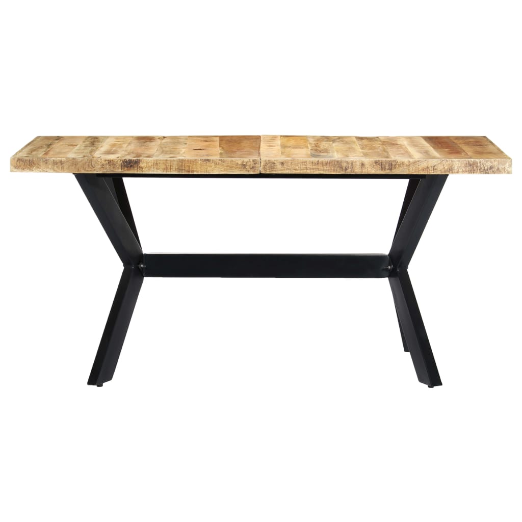 vidaXL Dining Table 160x80x75 cm Solid Rough Mango Wood 2