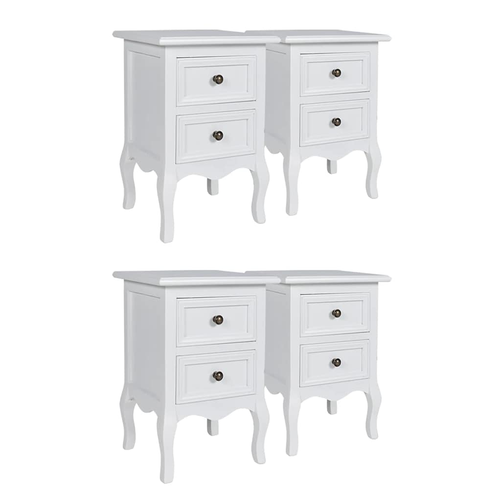 vidaXL Nightstands 4 pcs with 2 Drawers MDF White 2