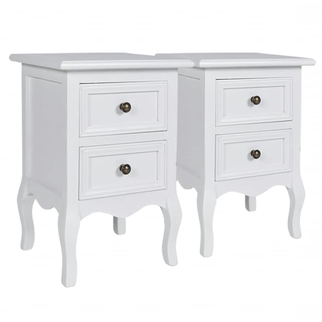 vidaXL Nightstands 4 pcs with 2 Drawers MDF White 3