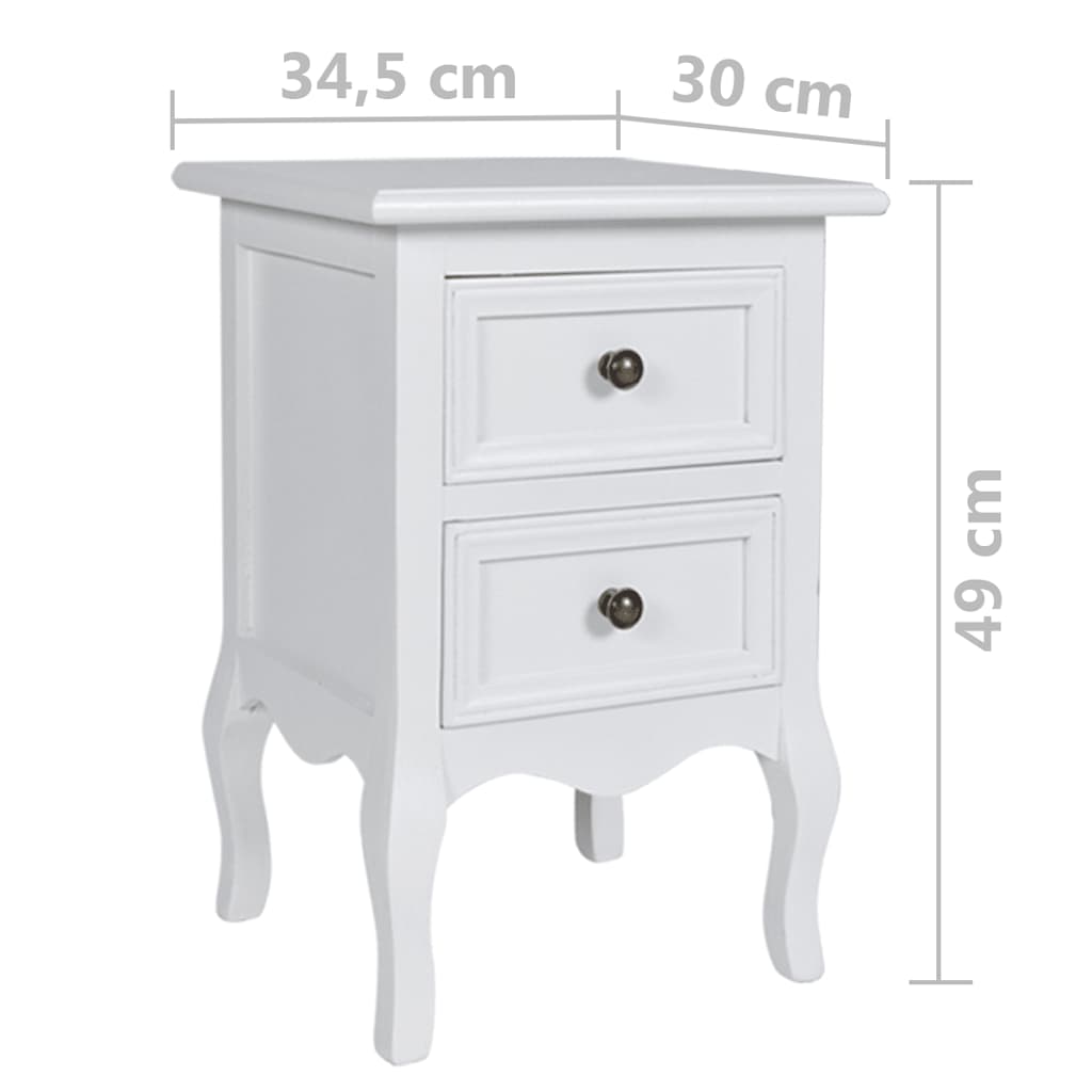 vidaXL Nightstands 4 pcs with 2 Drawers MDF White 5