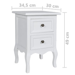 vidaXL Nightstands 4 pcs with 2 Drawers MDF White 5