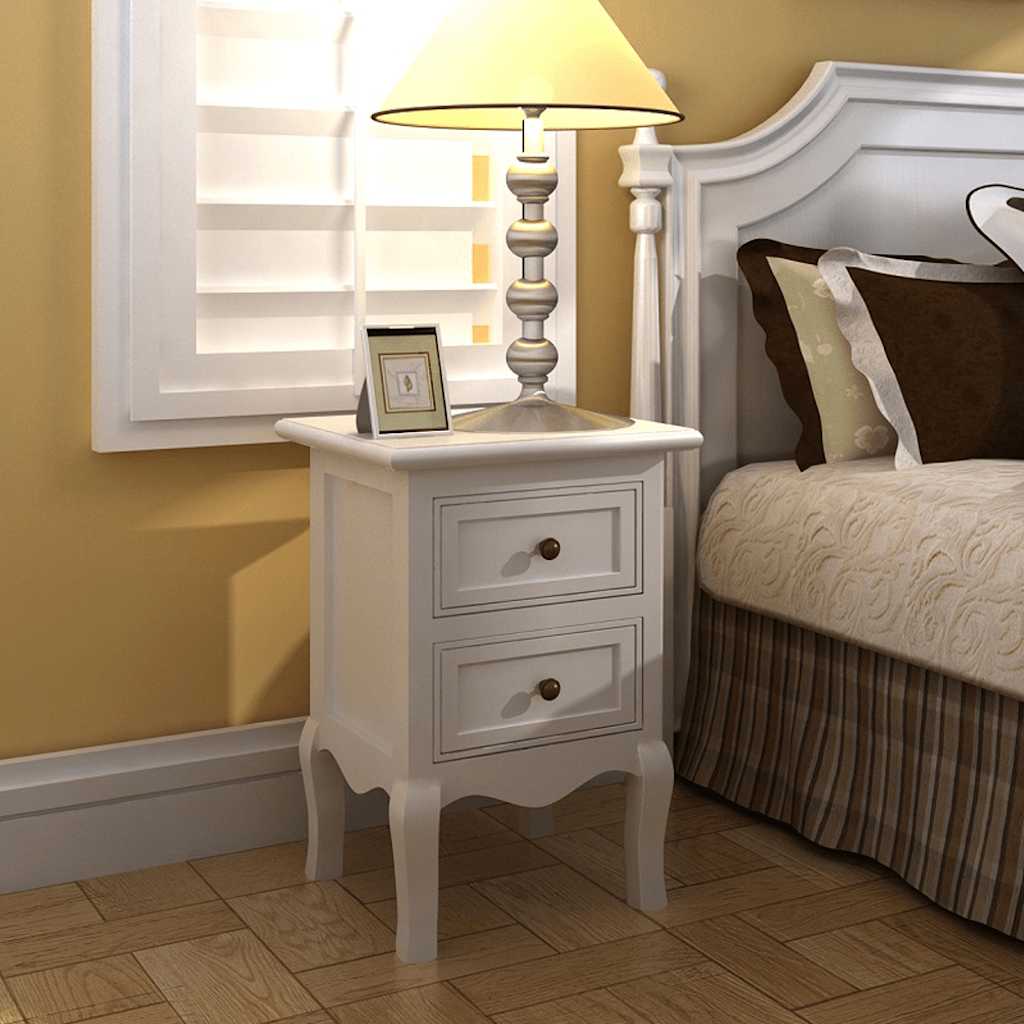 vidaXL Nightstands 4 pcs with 2 Drawers MDF White 1