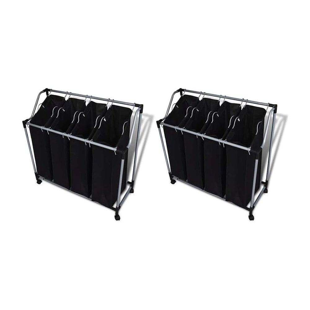 Laundry Sorters with Bags 2 pcs Black and Grey