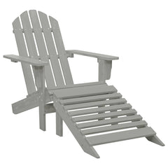 Garden Adirondack Chair with Ottoman Solid Fir Wood Grey