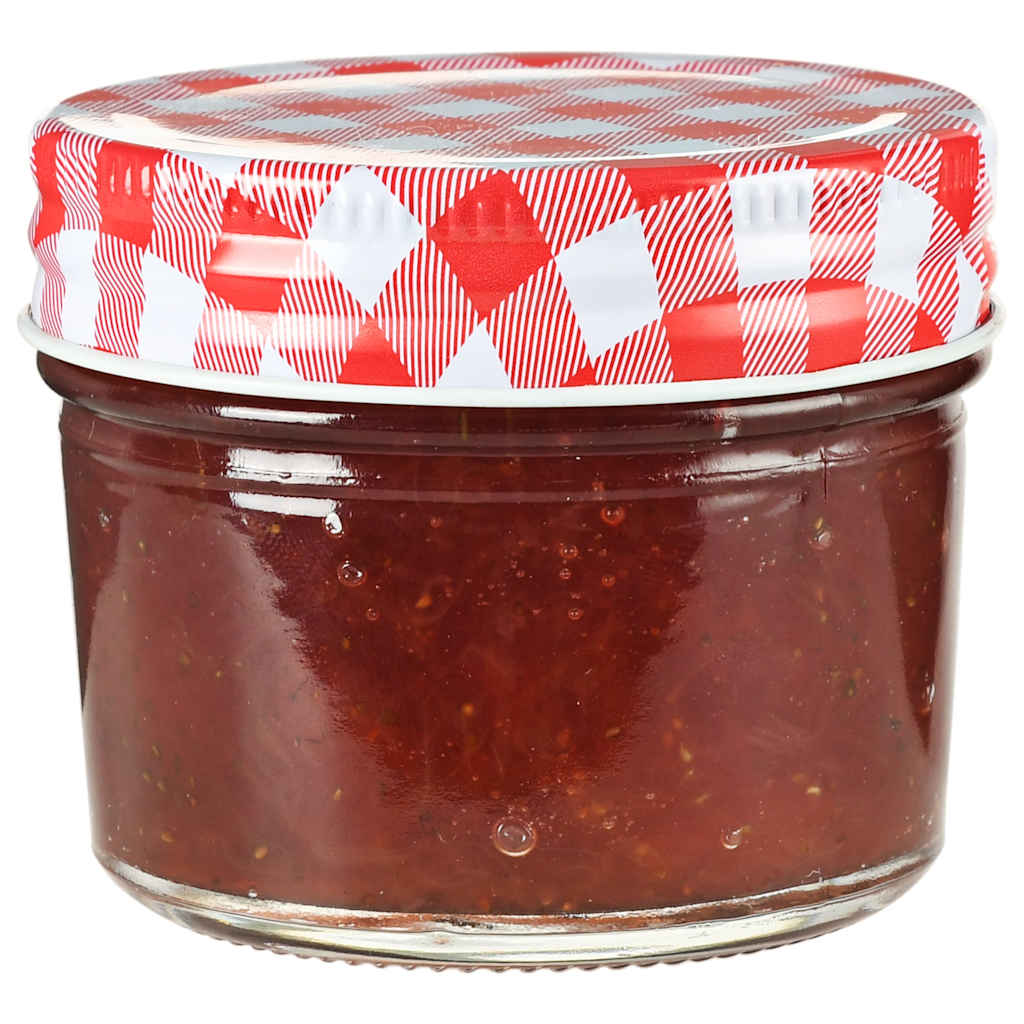 vidaXL Glass Jam Jars with White and Red Lids 48 pcs 110 ml 2