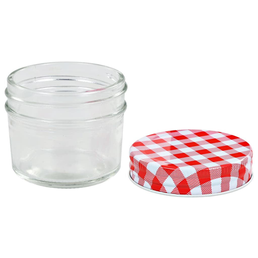 vidaXL Glass Jam Jars with White and Red Lids 48 pcs 110 ml 4