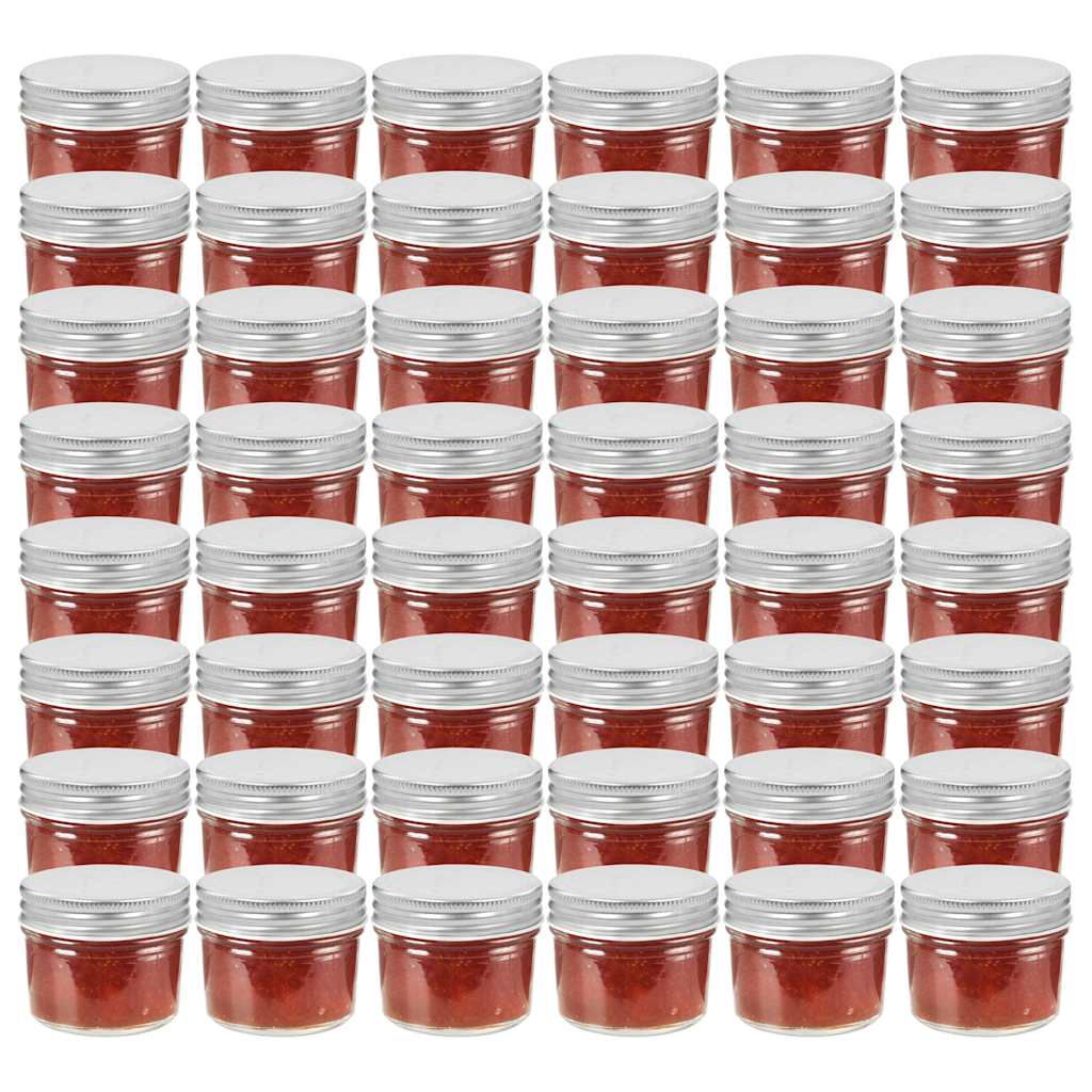 vidaXL Glass Jam Jars with Silver Lids 48 pcs 110 ml 1