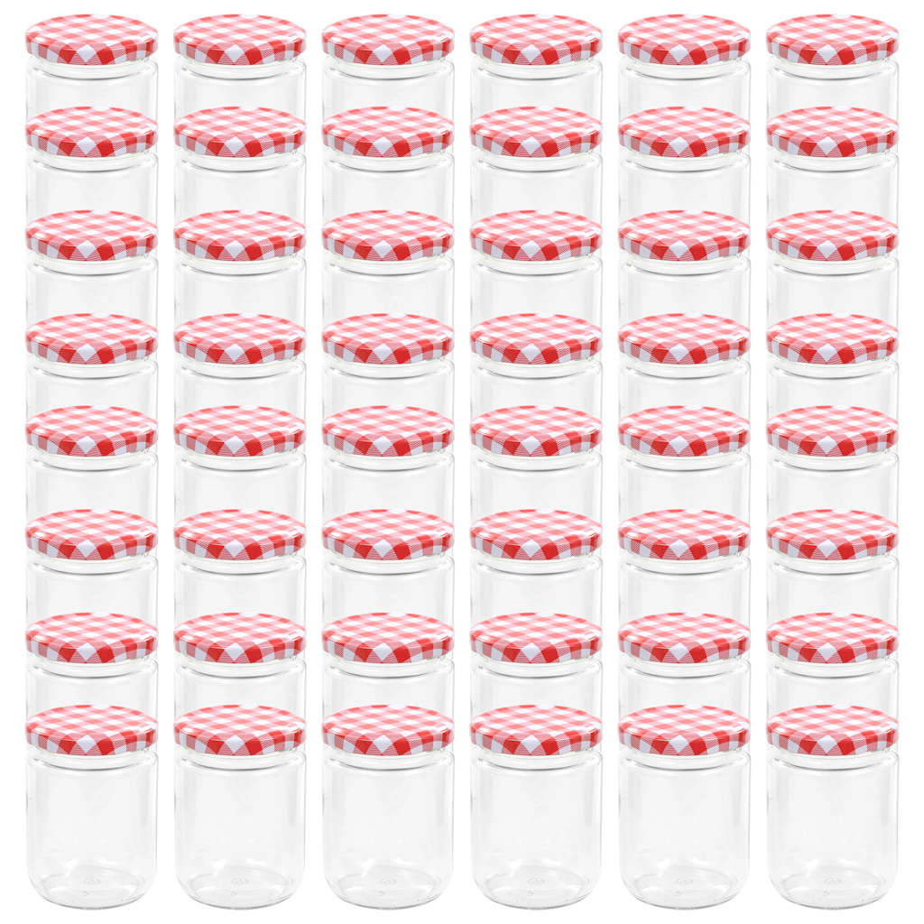 Glass Jam Jars with Lid 230 ml White and red 48