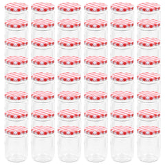 Glass Jam Jars with Lid 230 ml White and red 48