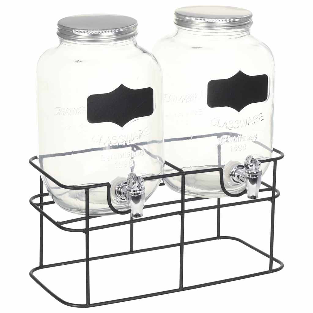 vidaXL Beverage Dispensers 2 pcs with Stand 2 x 4 L Glass 2