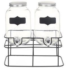 vidaXL Beverage Dispensers 2 pcs with Stand 2 x 4 L Glass 3