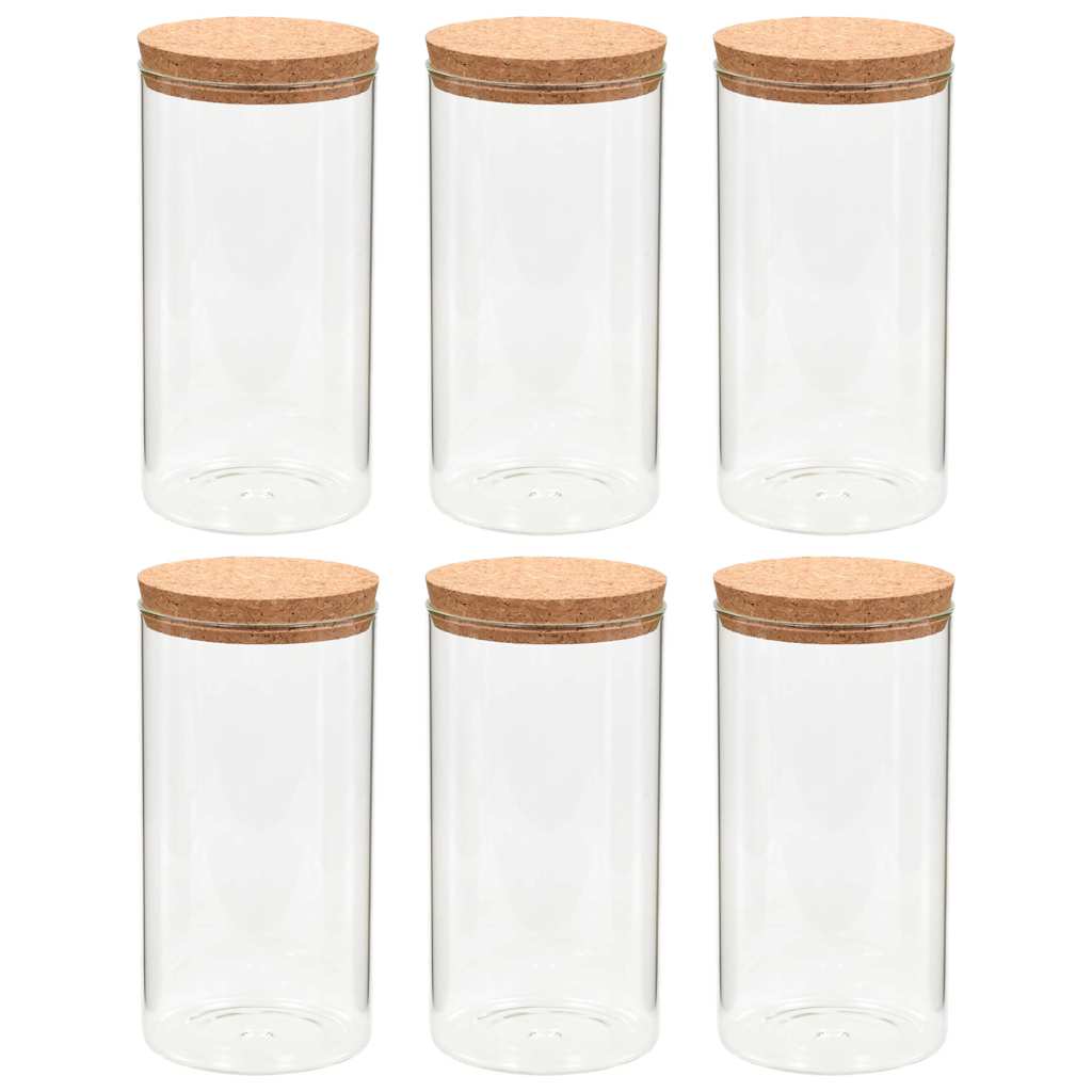 vidaXL Storage Glass Jars with Cork Lid 6 pcs 1400 ml 2