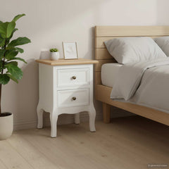 Bedside Cabinets 35x30x49 cm MDF White and brown 2