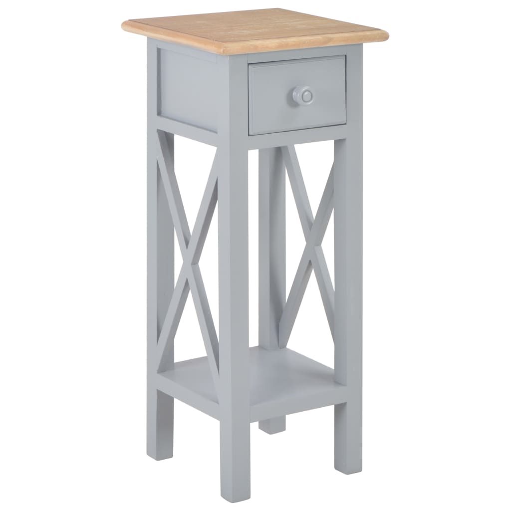 Side Table with Drawer Brown and grey