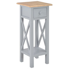 Side Table with Drawer Brown and grey