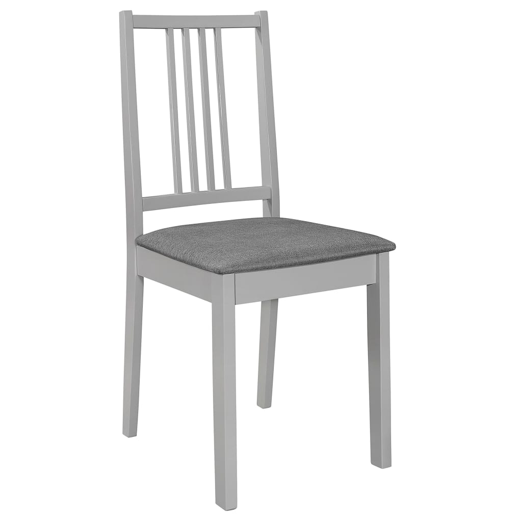 vidaXL Dining Chairs with Cushions 2 pcs Grey Solid Wood 2