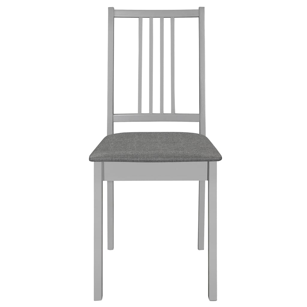 vidaXL Dining Chairs with Cushions 2 pcs Grey Solid Wood 3