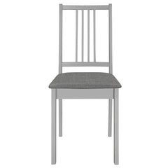 vidaXL Dining Chairs with Cushions 2 pcs Grey Solid Wood 3