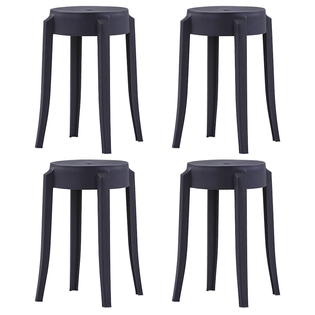 vidaXL Stackable Stools 4 pcs Black Plastic 1