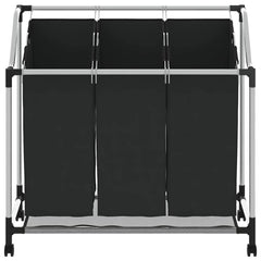 vidaXL Laundry Sorter with 3 Bags Black Steel 5