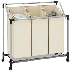 vidaXL Laundry Sorter with 3 Bags Cream Steel 4