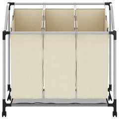 vidaXL Laundry Sorter with 3 Bags Cream Steel 5