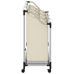 vidaXL Laundry Sorter with 3 Bags Cream Steel 6