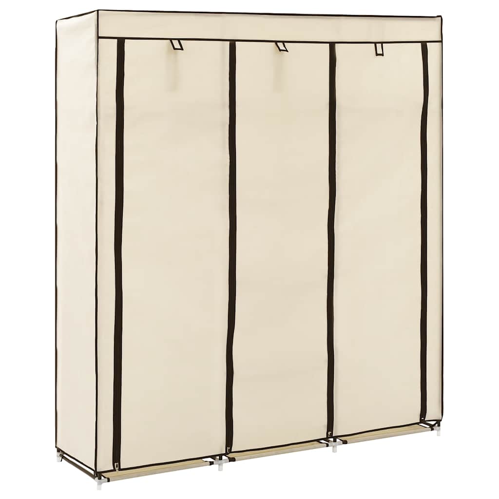 Wardrobe with Compartments and Rods 150x45x175 cm Fabric Cream