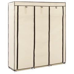 Wardrobe with Compartments and Rods 150x45x175 cm Fabric Cream